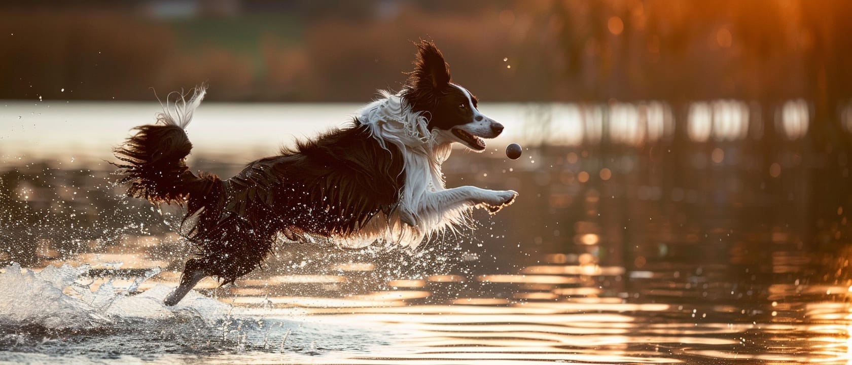 Border Collie springt ins Wasser — Caros Hundeservice.
